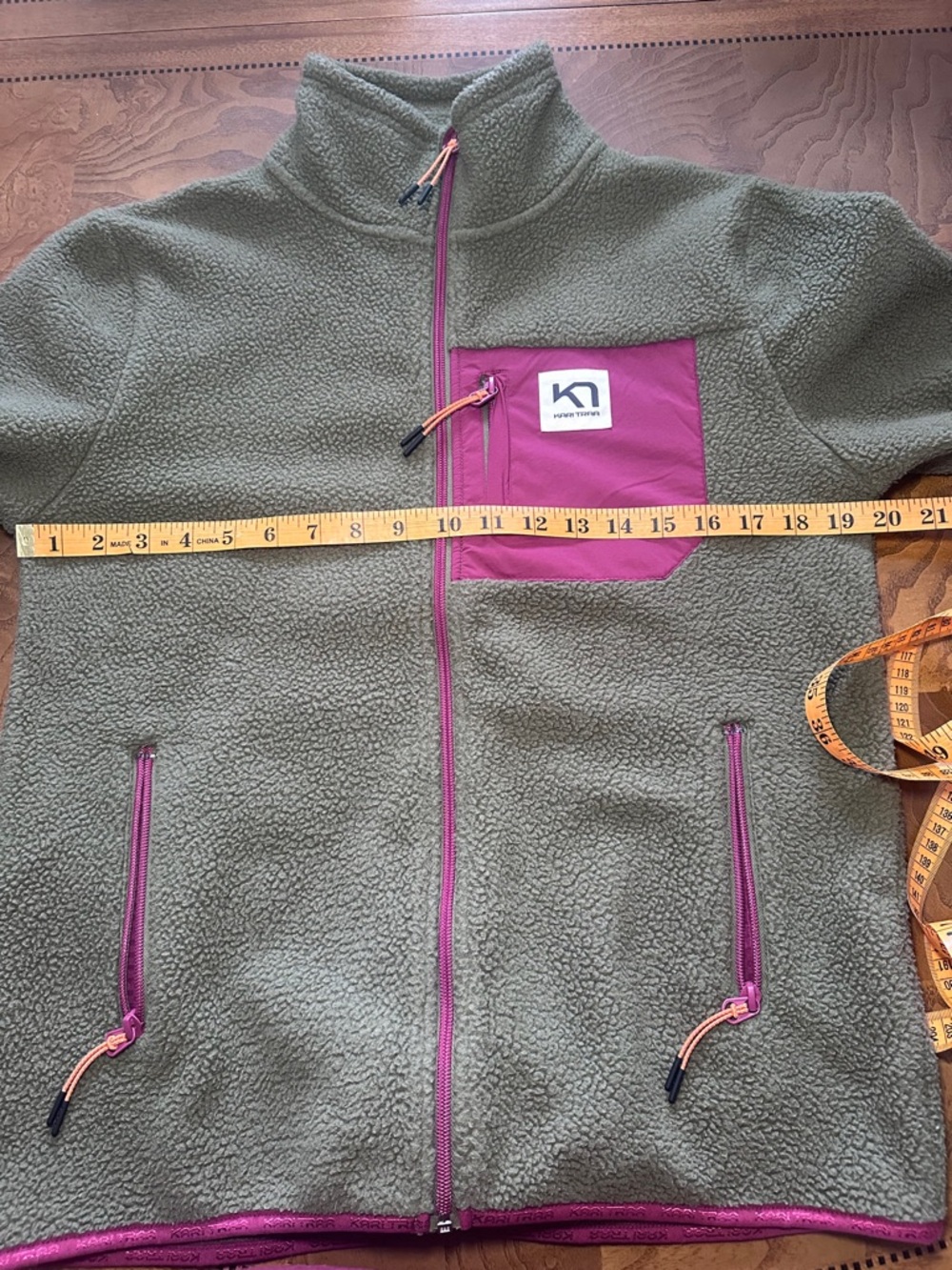 Kari Traa Rothe Midlayer Green with Burgundy Accents  Full Zip Fleece Jacket, M - Picture 9 of 11